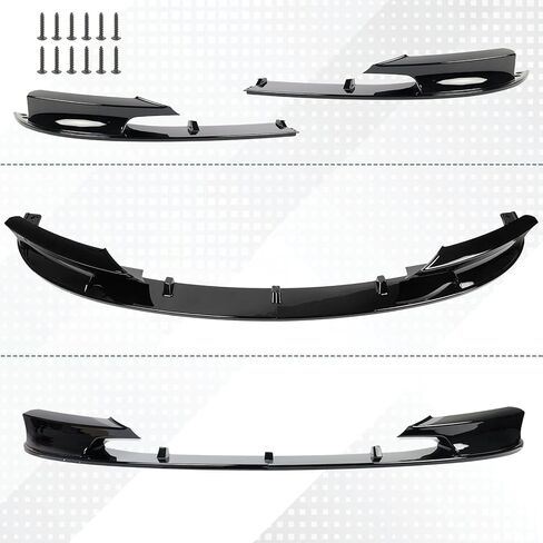مناسب لسيارة BMW F30 F31 مقسم الشفاه الأمامي 2012-2018 (M-Tech M-Sport فقط) | مجموعة قطعتين باللون الأسود اللامع | جناح سد الهواء على طراز OEM | سهلة التركيب in Kuwait