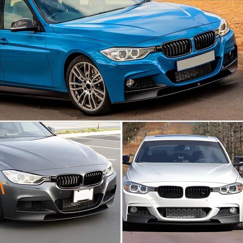 مناسب لسيارة BMW F30 F31 مقسم الشفاه الأمامي 2012-2018 (M-Tech M-Sport فقط) | مجموعة قطعتين باللون الأسود اللامع | جناح سد الهواء على طراز OEM | سهلة التركيب in Kuwait