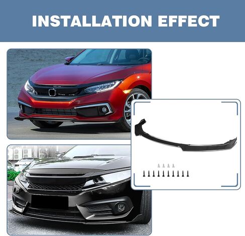 Front Bumper Lip fit for Honda Civic Sedan DX 2016-2020,for Honda Civic Sedan EX/EX-L/LX/Touring 2016-2021,for Honda Civic Coupe EX-L/LX/Touring 2016-2020 3-Piece Front Lip Glossy Black in Kuwait