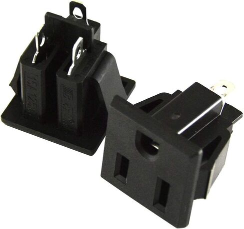 3 Pcs AC 125V US Outlet Panel Mount Power Rewiring Socket Black in Kuwait