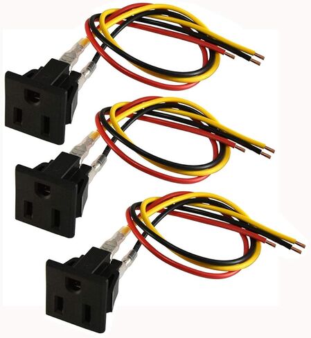 3 Pcs AC 125V US Outlet Panel Mount Power Rewiring Socket Black in Kuwait