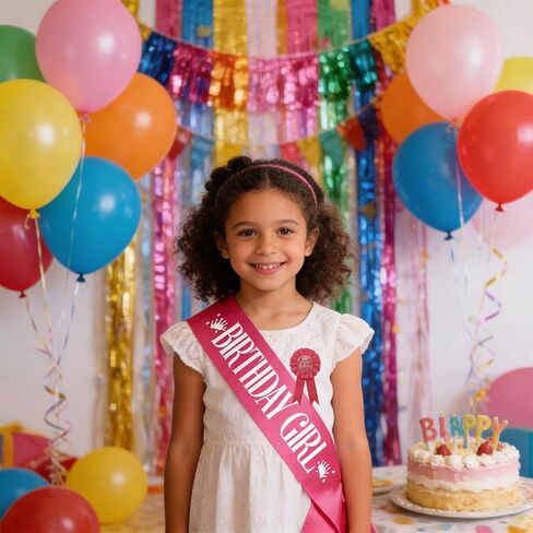 It's My Birthday Brooch Pin and Sash Set, Pink Birthday Ribbon Satin Fabric Rosette Button Badge and Sash, Cute Happy Birthday Accessories for Party Decorations and Celebrations for Women in Kuwait