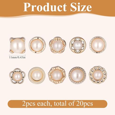 20 PCS Women Shirt Brooch Buttons, Lapel Pins Pearl Button for Women Reusable Decorative Pearl Button Novelty No Sew Pin Buttons for Dress Shawl Coat Shirt DIY Bags Christmas Decoration in Saudi Arabia
