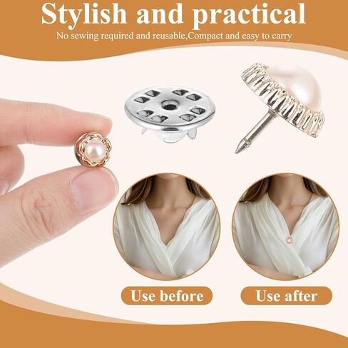 20 PCS Women Shirt Brooch Buttons, Lapel Pins Pearl Button for Women Reusable Decorative Pearl Button Novelty No Sew Pin Buttons for Dress Shawl Coat Shirt DIY Bags Christmas Decoration in Saudi Arabia