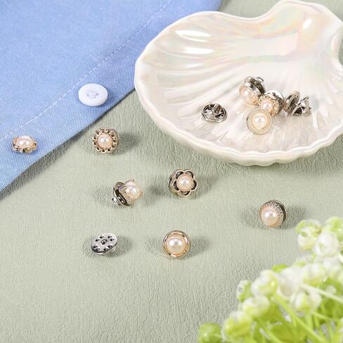 20 PCS Women Shirt Brooch Buttons, Lapel Pins Pearl Button for Women Reusable Decorative Pearl Button Novelty No Sew Pin Buttons for Dress Shawl Coat Shirt DIY Bags Christmas Decoration in Saudi Arabia
