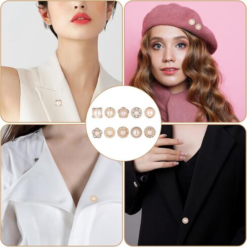 20 PCS Women Shirt Brooch Buttons, Lapel Pins Pearl Button for Women Reusable Decorative Pearl Button Novelty No Sew Pin Buttons for Dress Shawl Coat Shirt DIY Bags Christmas Decoration in Saudi Arabia