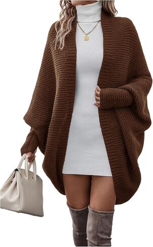 MakeMeChic Women's Dolman Sleeve Cardigan Sweater Lightweight Knitted Outerwear in Saudi Arabia