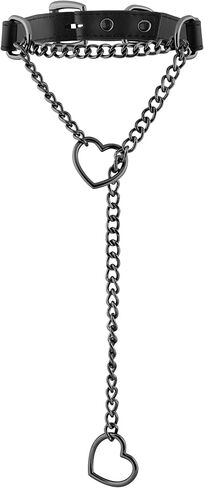 Sacina Black Faux Leather Heart Choker Necklace, Gothic Emo Punk Grunge Necklace, Gothic Jewelry, Christmas Jewelry Gift for Women in Saudi Arabia