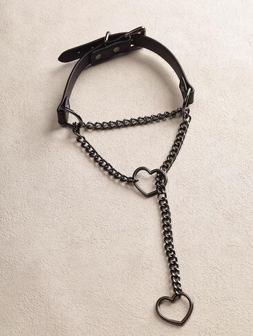 Sacina Black Faux Leather Heart Choker Necklace, Gothic Emo Punk Grunge Necklace, Gothic Jewelry, Christmas Jewelry Gift for Women in Saudi Arabia