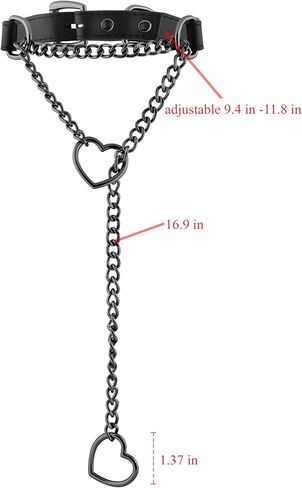 Sacina Black Faux Leather Heart Choker Necklace, Gothic Emo Punk Grunge Necklace, Gothic Jewelry, Christmas Jewelry Gift for Women in Saudi Arabia