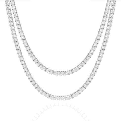 40+ جرام VVS1/D 6.55 قيراط. مجموعة سوليتير الشق مختبر نمت الماس 14K الصلبة الذهب الأبيض ميكرون المستعبدين 4 مللي متر صف واحد تنس ربط المختنق سلسلة الرقبة للجنسين in Kuwait