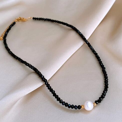 Octwine Black Simple Shiny Crystals Rhinestones Choker Cute Pearl Pendant Party Prom Choker Necklace Elegant Minimalist Necklace for Women in Saudi Arabia