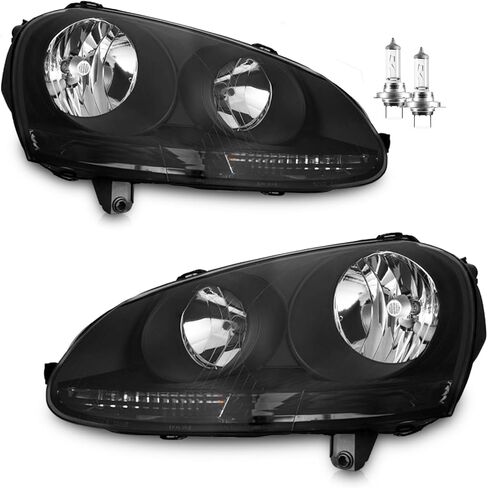Headlights for 2005-2010 VW Jetta Sedan/06-09 VW GTI/Rabbit/09 VW Wagon, High/Low Beam W/Bulbs, DOES NOT FIT XENON/HID in Saudi Arabia