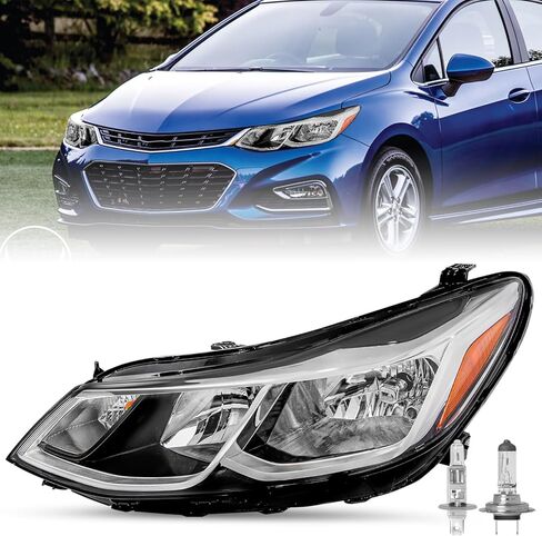 مجموعة المصابيح الأمامية SOCKIR متوافقة مع 2016 2017 2018 2019 Chevy Cruze استبدال المصابيح الأمامية مصنع هالوجين OE نمط المصباح الأمامي جانب الركاب الأيمن غطاء كروم in Saudi Arabia