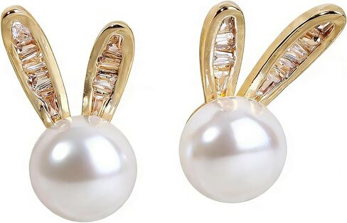 أرنب عيد الفصح أقراط اللؤلؤ ترصيع لذيذ الأرنب مجوهرات الحيوان لطيف (أرنب 2) in Kuwait