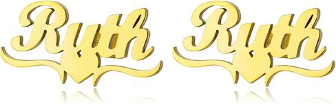 أقراط اسم مخصص، أقراط اسم شخصي، أقراط من الفولاذ المقاوم للصدأ مطلية بالذهب عيار 18 قيراط، هدية مخصصة لها، هدية عيد الحب، هدية إشبينة العروس، هدية عيد الميلاد، هدية عيد الأم in Kuwait