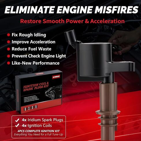 FD509 Ignition Coil Pack and Iridium Spark Plugs Set of 8, Compatible with Ford F150 2007-2010 4.6L/5.4L, Expedition 2008-2014 4.6L/5.4L, Mustang 2008-2010, Replaces DG521, C1659, SP509 in Saudi Arabia