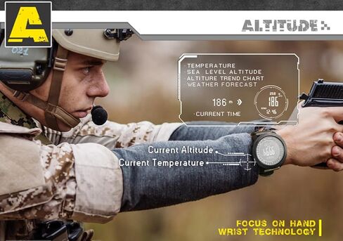 ساعة NORTH EDGE Apache الرجالية الرقمية التكتيكية للبقاء على قيد الحياة، مقياس الارتفاع، بوصلة البارومتر، عداد الخطوات، التنبؤ بالطقس، مقاومة للماء حتى عمق 50 مترًا، ساعة رياضية خارجية in Kuwait