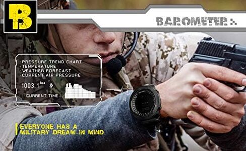 ساعة NORTH EDGE Apache الرجالية الرقمية التكتيكية للبقاء على قيد الحياة، مقياس الارتفاع، بوصلة البارومتر، عداد الخطوات، التنبؤ بالطقس، مقاومة للماء حتى عمق 50 مترًا، ساعة رياضية خارجية in Kuwait