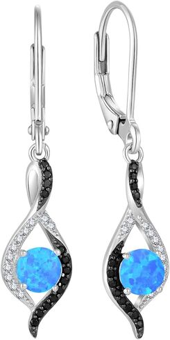 JO WISDOM Women Infinity Two Tone Earrings,925 Sterling Silver Dangle Birthstone Gemstone Earrings,Leverback Jewelry for Women in Saudi Arabia