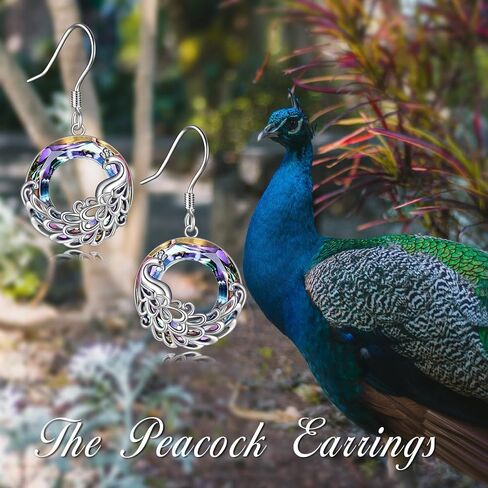 Peacock Earrings Sterling Silver Crystal Peacock Dangle Earrings Cute Animal Jewelry Gifts for Women in Saudi Arabia