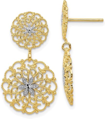 14K الذهب الأصفر ميدالية تخريمية قطع الماس قطرة استرخى أقراط المرأة هدية فاخرة دفع الظهر مصقول 27 مللي متر بيان in Saudi Arabia