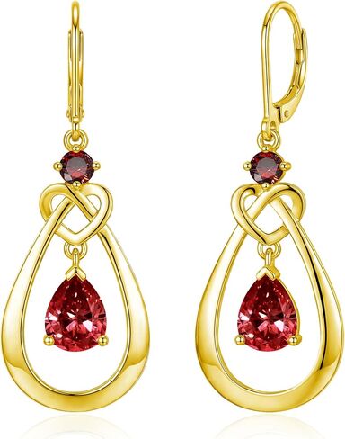 إنفينيتي الحب تتدلى الأقراط 925 الفضة الاسترليني الدمعة جوهرة المولد الأقراط الرافعة، عيد ميلاد الذكرى السنوية مجوهرات هدايا للمرأة زوجة أمي in Kuwait