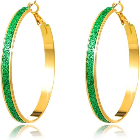 St Patricks Day Earrings for Women Glitter Green Leaf Acrylic Earring for Holiday Costumes Jewelry in Saudi Arabia
