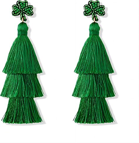 St Patricks Day Earrings for Women Glitter Green Leaf Acrylic Earring for Holiday Costumes Jewelry in Saudi Arabia