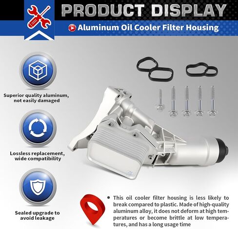 11428651710 Aluminum Oil Cooler Filter Housing Compatible with 230i 330 430i 530i 540i X3 X4 X5 X6 Z4 G20 G22 G30 G31 G32 G01 G02 G05 G06 G29 2017-2023 with Oil Cooler Sensors and Gasket in Saudi Arabia