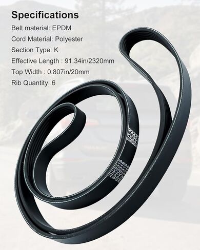 Engine Serpentine Drive Belt Fit for Chevrolet Trailblazer GMC Envoy Rainier Isuzu Ascender Saab 9-7x Oldsmobile Bravada, Replace K060913 12569531 12575216 12593774 in Saudi Arabia