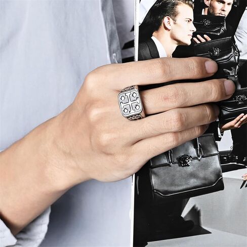 Jerusalem Cross Titanium Ring, European Crusader Vintage Men's Ring,Black,10 in Saudi Arabia