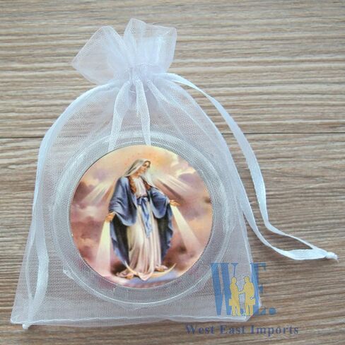 12 PCS Our Lady of Grace Miraculous Rose Scented Rosary Religious Gift Favors Red Wood bead Rosary Necklace in gift box with Organza bag in Saudi Arabia