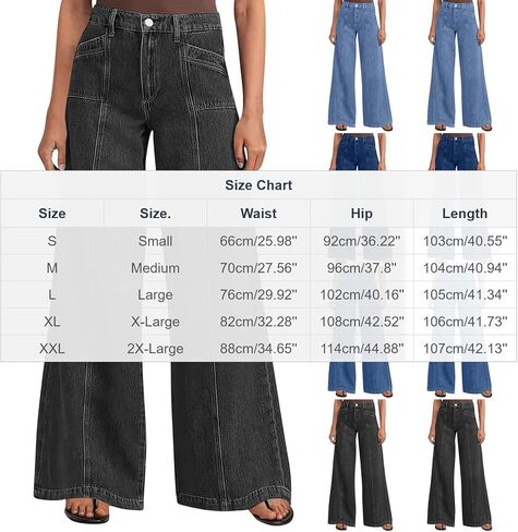 SMIDOW Wide Leg Jeans for Women High Waisted Stretchy Denim Pants Trendy 2026 Seamed Front Loose Baggy Ladies Trousers in Saudi Arabia