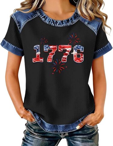 250th Anniversary USA Shirt for Women America 250 Merchandise 1776-2026 Patriotic American Flag Waffle Sweatshirt Top in Saudi Arabia