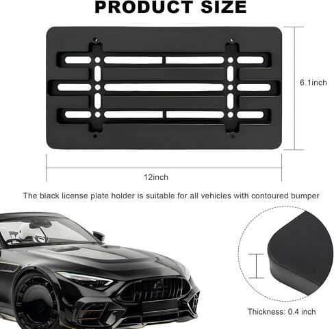 Front License Plate Bracket Holder, Bumper Car Tag Frame Mount Adapter Kit with Wrench Cable Ties, Universal American Standard Licence Plate Cover for Most Trucks Vans SUVs in Kuwait