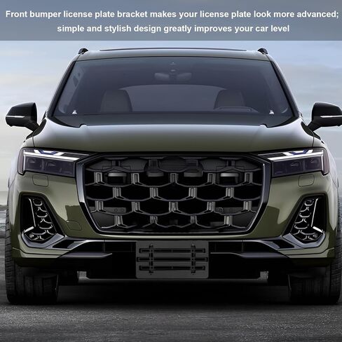 Front License Plate Bracket Holder, Bumper Car Tag Frame Mount Adapter Kit with Wrench Cable Ties, Universal American Standard Licence Plate Cover for Most Trucks Vans SUVs in Kuwait