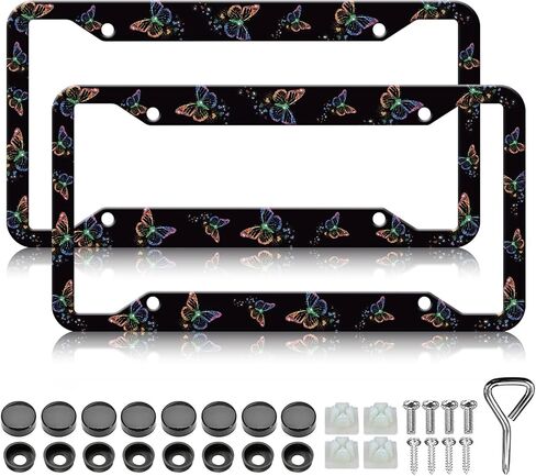 HCSS Pink Dog Paw Print License Plate Frames - 2 Pack Pink Bling Pet Footprint License Plate Holder, Aluminum Metal Rust-Proof Waterproof Car Decorative Tag Frame for Standard US 12x6 Inch in Saudi Arabia