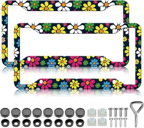HCSS Pink Dog Paw Print License Plate Frames - 2 Pack Pink Bling Pet Footprint License Plate Holder, Aluminum Metal Rust-Proof Waterproof Car Decorative Tag Frame for Standard US 12x6 Inch in Saudi Arabia