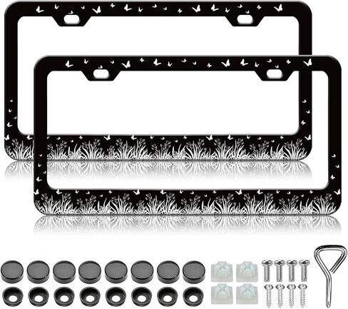 HCSS Pink Dog Paw Print License Plate Frames - 2 Pack Pink Bling Pet Footprint License Plate Holder, Aluminum Metal Rust-Proof Waterproof Car Decorative Tag Frame for Standard US 12x6 Inch in Saudi Arabia