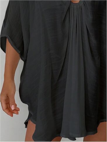 SHENHE Women's Swimsuit Coverup 3/4 Sleeve O Ring Bathing Suit Cover Up Beach Tunic Dress in Saudi Arabia