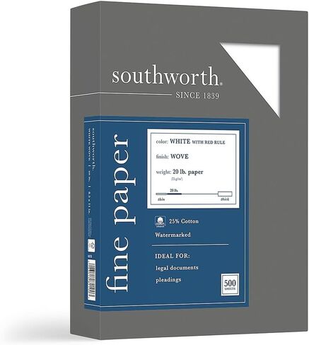 Southworth 403CR 25% Cotton Business Paper White w/Red Rules 20 lb Wove 8-1/2 x 11 500/Bx FSC in Saudi Arabia