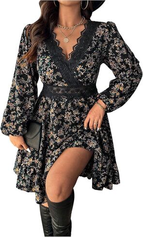 Women's Plus Size Vintage Floral Dress Western Boho Western Cowgirl Outfits Country Summer Flowy Dresses in Kuwait