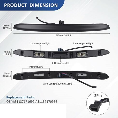 Car Rear Trunk Lid Lock Boot Tailgate Switch with License Plate Light for BMW E46 3 Series 320i 323i 325i 328i 330i 1998-2005 in Saudi Arabia