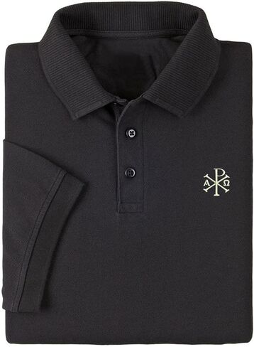 Mens Polo Shirts Short Sleeve Cross CHI-RHO Jesus Christ Embroidery Casual Polo in Kuwait