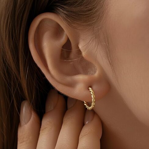 8 Pairs Gold Hoop Earrings for Women, 14K Gold Plated Hypoallergenic Thick and Lightweight Chunky Hoop, Jewelry Gift Set in Saudi Arabia