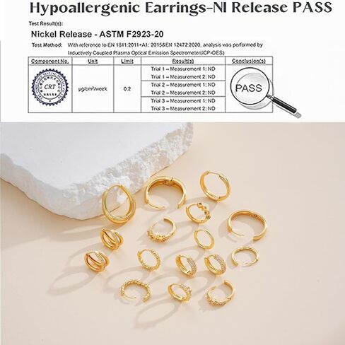 8 Pairs Gold Hoop Earrings for Women, 14K Gold Plated Hypoallergenic Thick and Lightweight Chunky Hoop, Jewelry Gift Set in Saudi Arabia