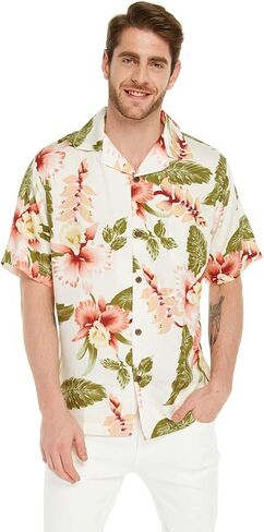 Matchable Couple Hawaiian Luau Shirt or Butterfly Dress in Cream Rafelsia in Saudi Arabia