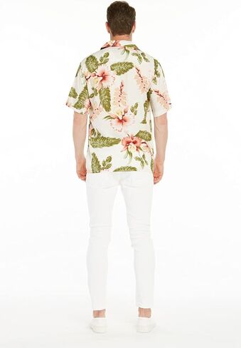 Matchable Couple Hawaiian Luau Shirt or Butterfly Dress in Cream Rafelsia in Saudi Arabia