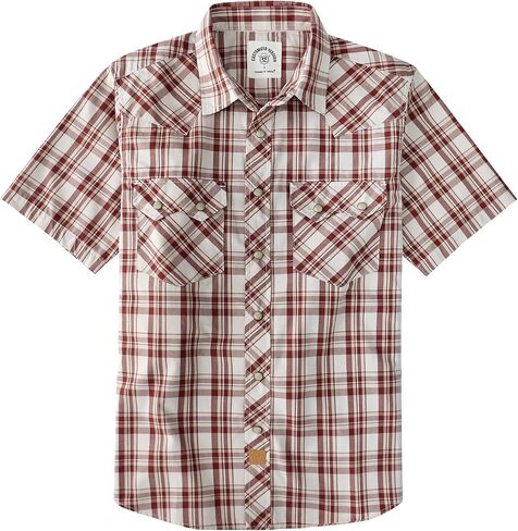 Dubinik® Pearl Snap Western Shirts for Men Short Sleeve Cowboy Plaid Shirts Men's Casual Shirt with 2 Pocket Vintage in Kuwait
